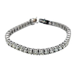 10.55 Carat 4-Prong Set Round Brilliant Diamond 14K Gold Tennis Bracelet