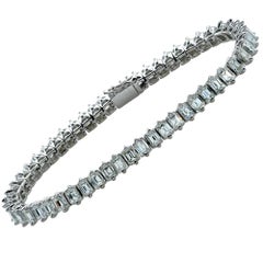 10.55 Carat Emerald Cut Diamond 18 Karat White Gold Tennis Bracelet