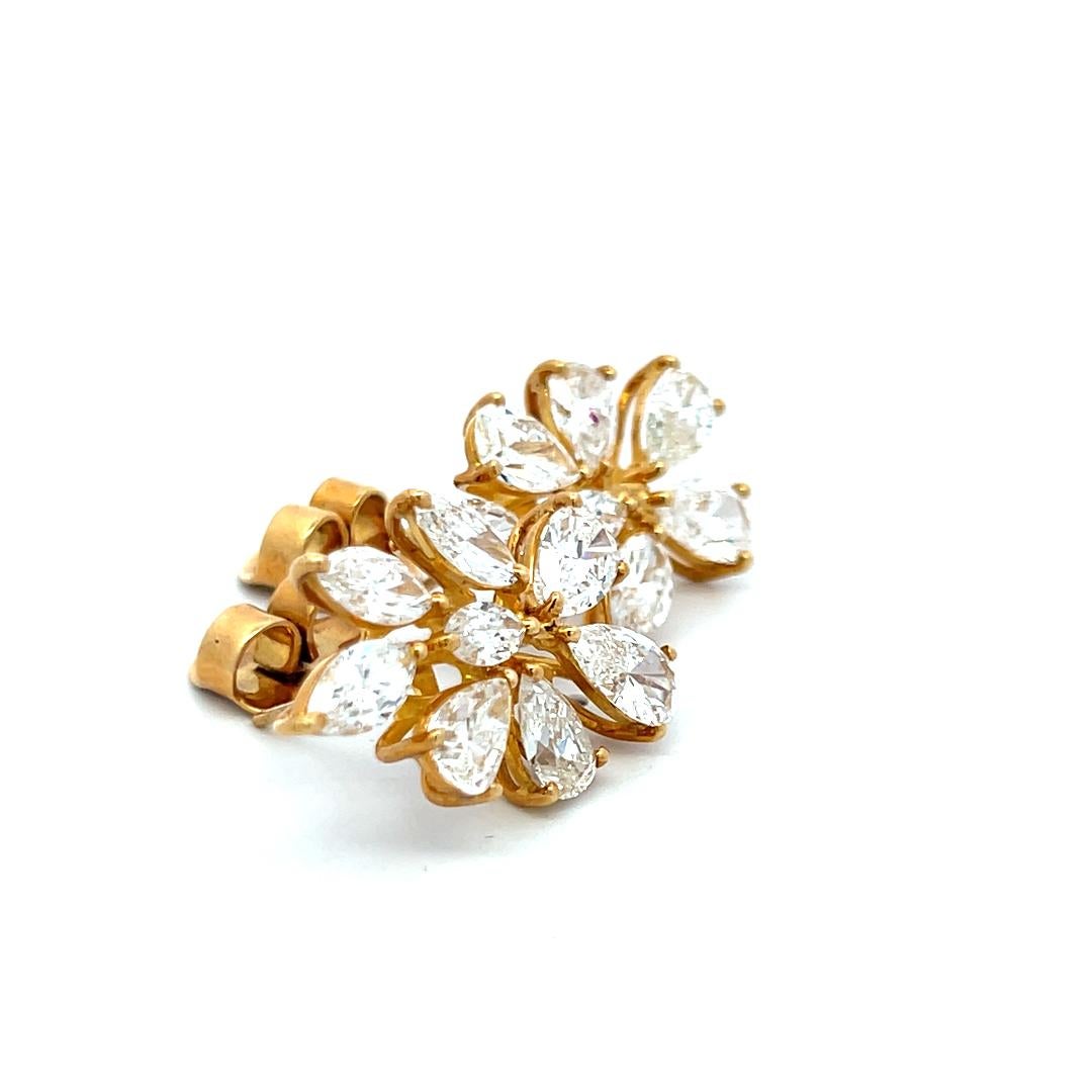Boucles d'oreilles grappe 18 carats en forme de poire et en forme de marquise F VS et diamants 10,55 carats en vente 5