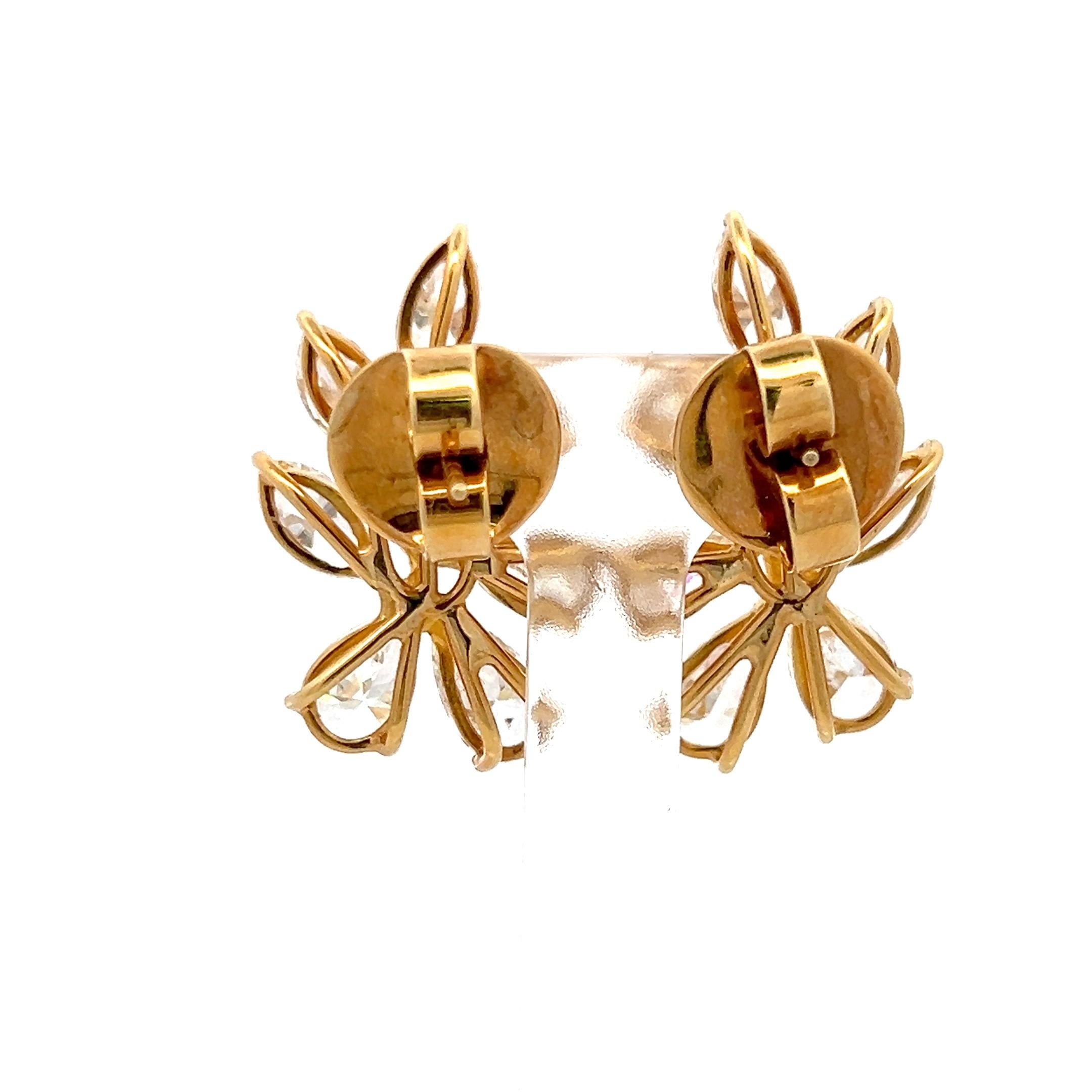 Taille Marquise Boucles d'oreilles grappe 18 carats en forme de poire et en forme de marquise F VS et diamants 10,55 carats en vente