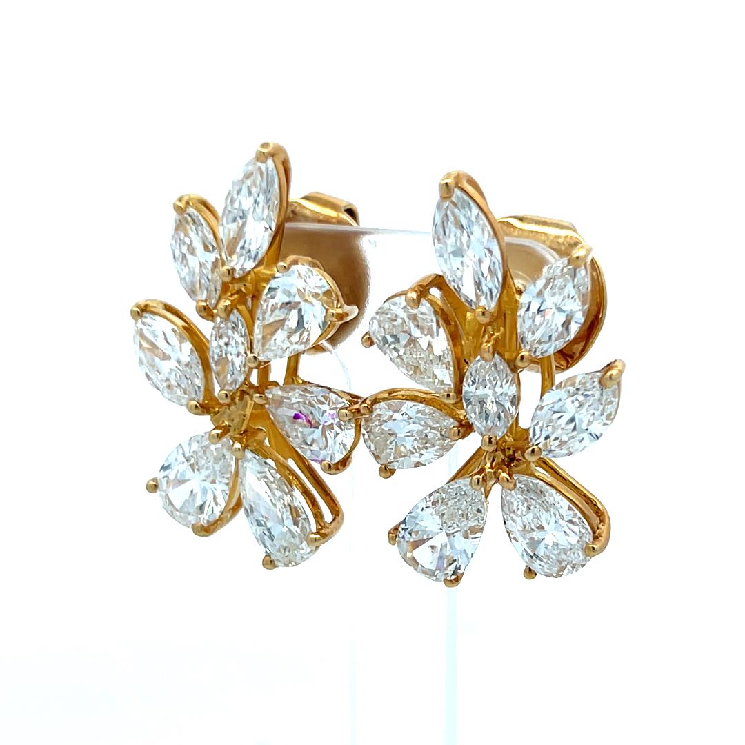 Boucles d'oreilles grappe 18 carats en forme de poire et en forme de marquise F VS et diamants 10,55 carats en vente 3
