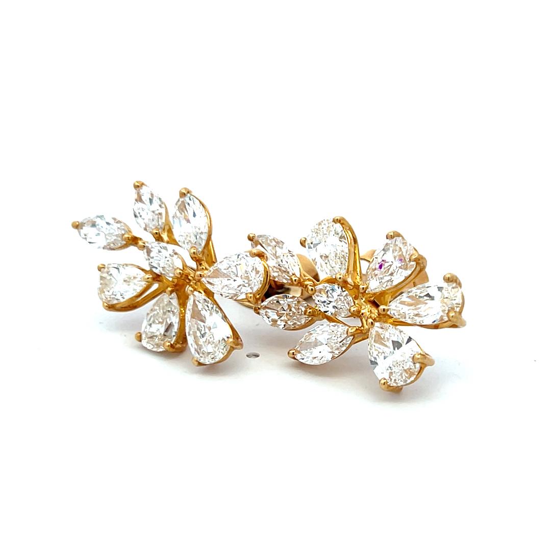 Boucles d'oreilles grappe 18 carats en forme de poire et en forme de marquise F VS et diamants 10,55 carats en vente 4