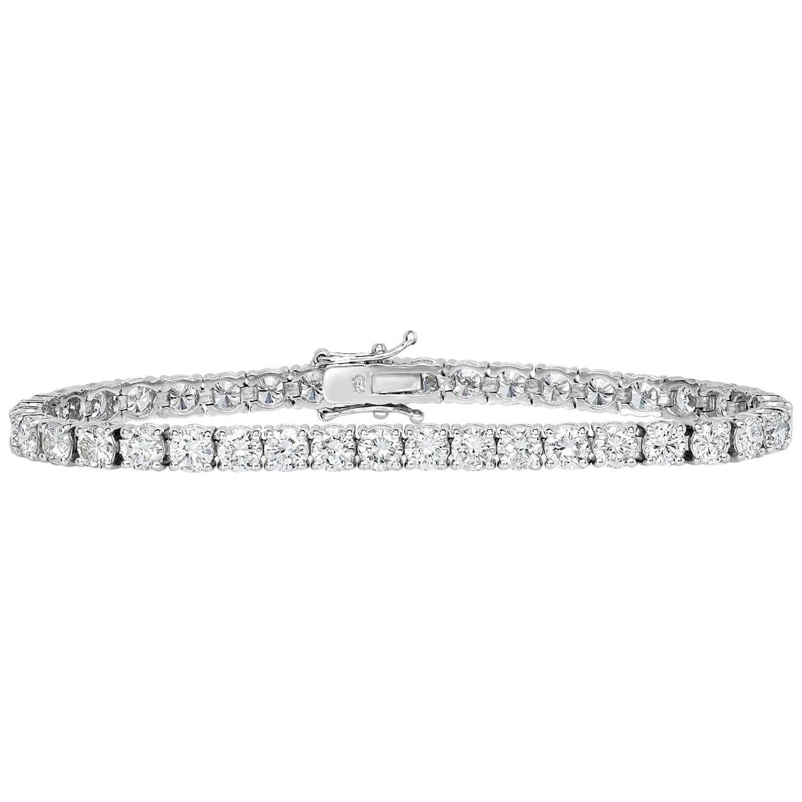 Bracciale tennis con diamanti tondi taglio brillante da 10,55 carati in oro bianco 18 carati