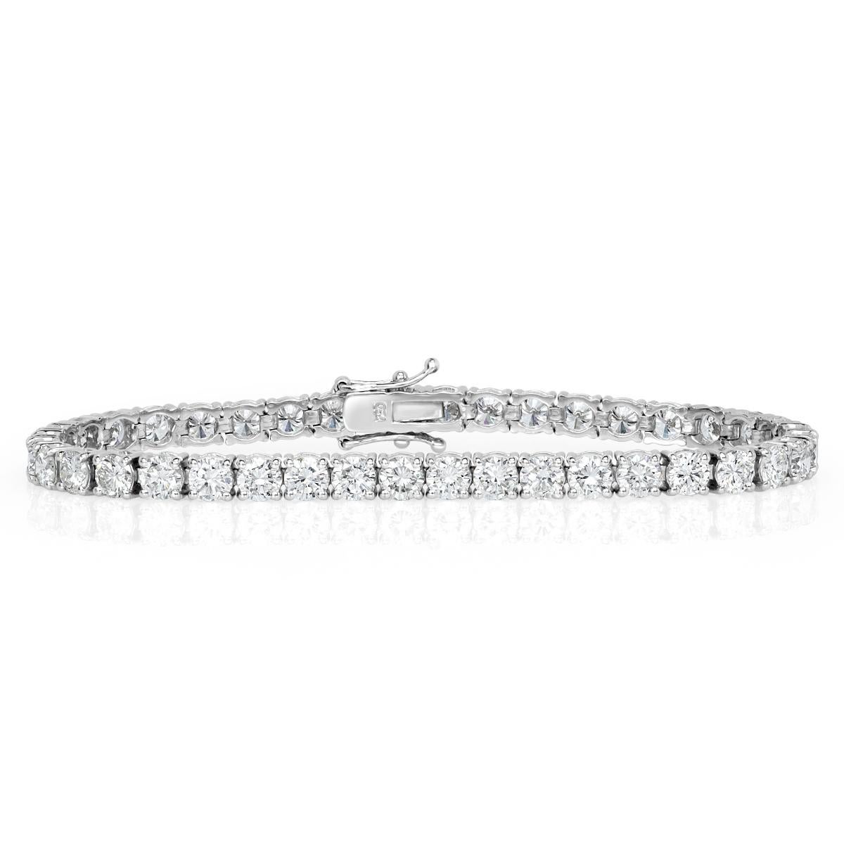 Bracciale tennis con diamanti tondi taglio brillante da 10,55 carati in oro bianco 18 carati In condizioni Nuovo in vendita a Los Angeles, CA