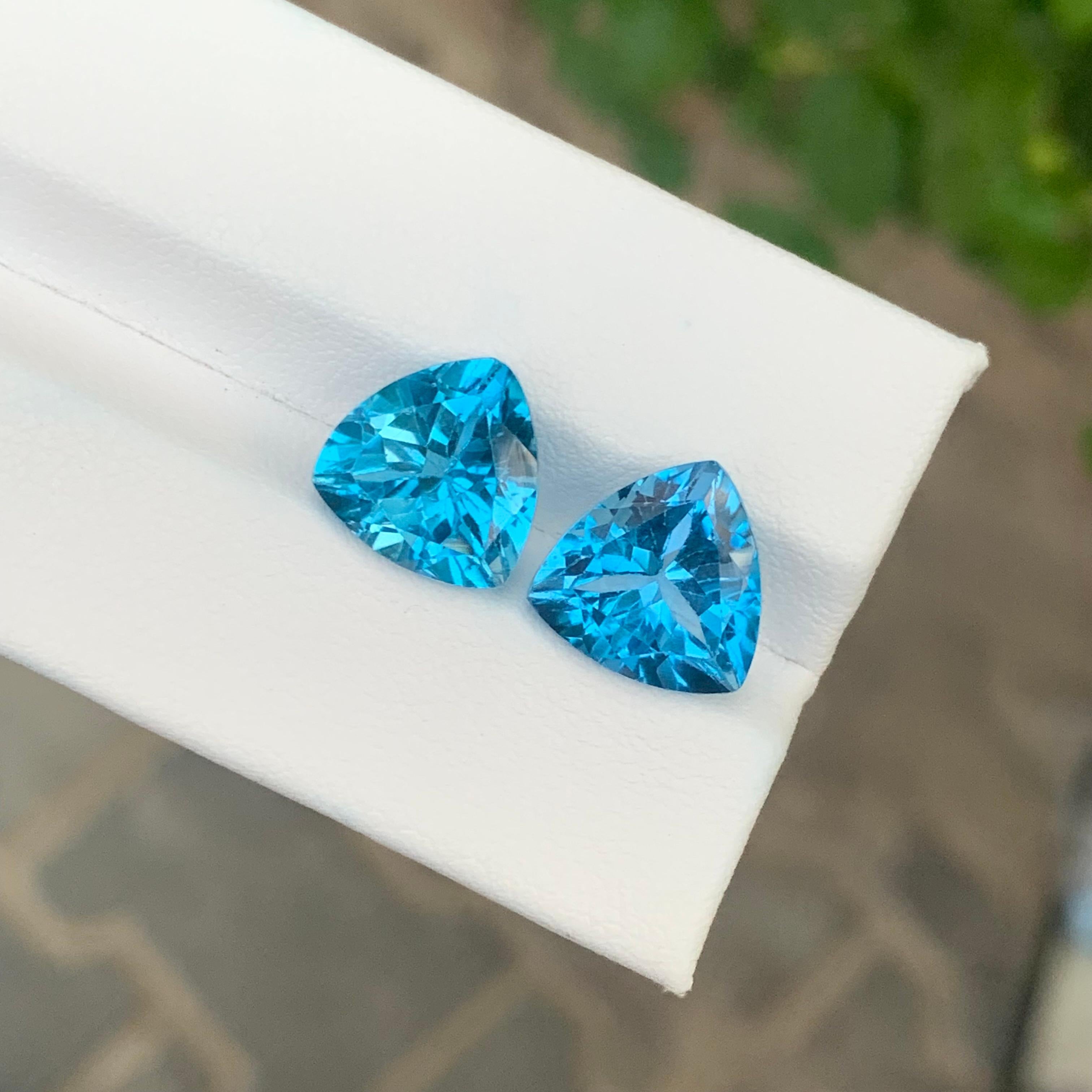 10,55 carati di topazio blu di Londra, coppia di gemme naturali sciolte per orecchini in vendita 5