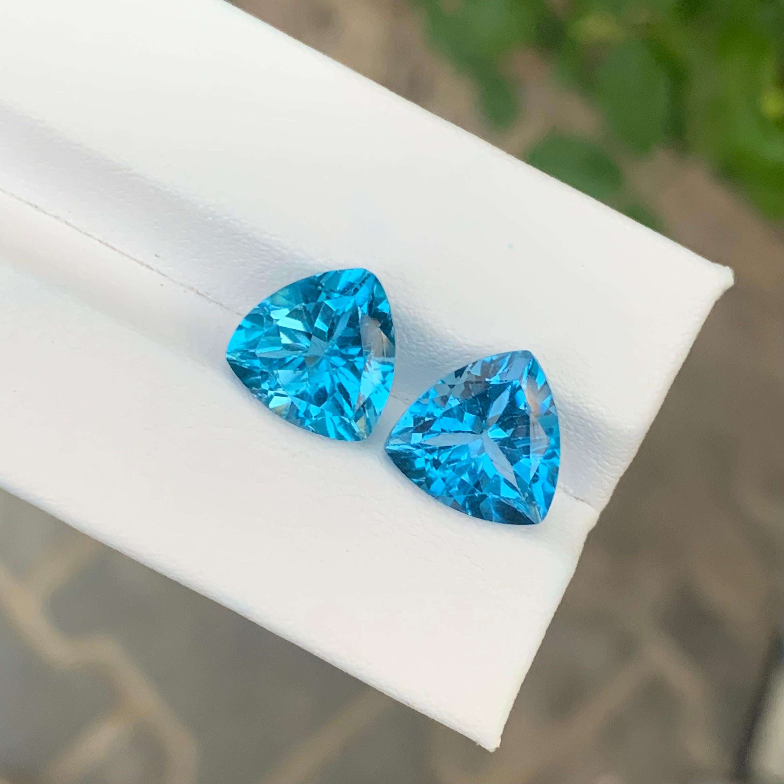 10,55 carati di topazio blu di Londra, coppia di gemme naturali sciolte per orecchini in vendita 6