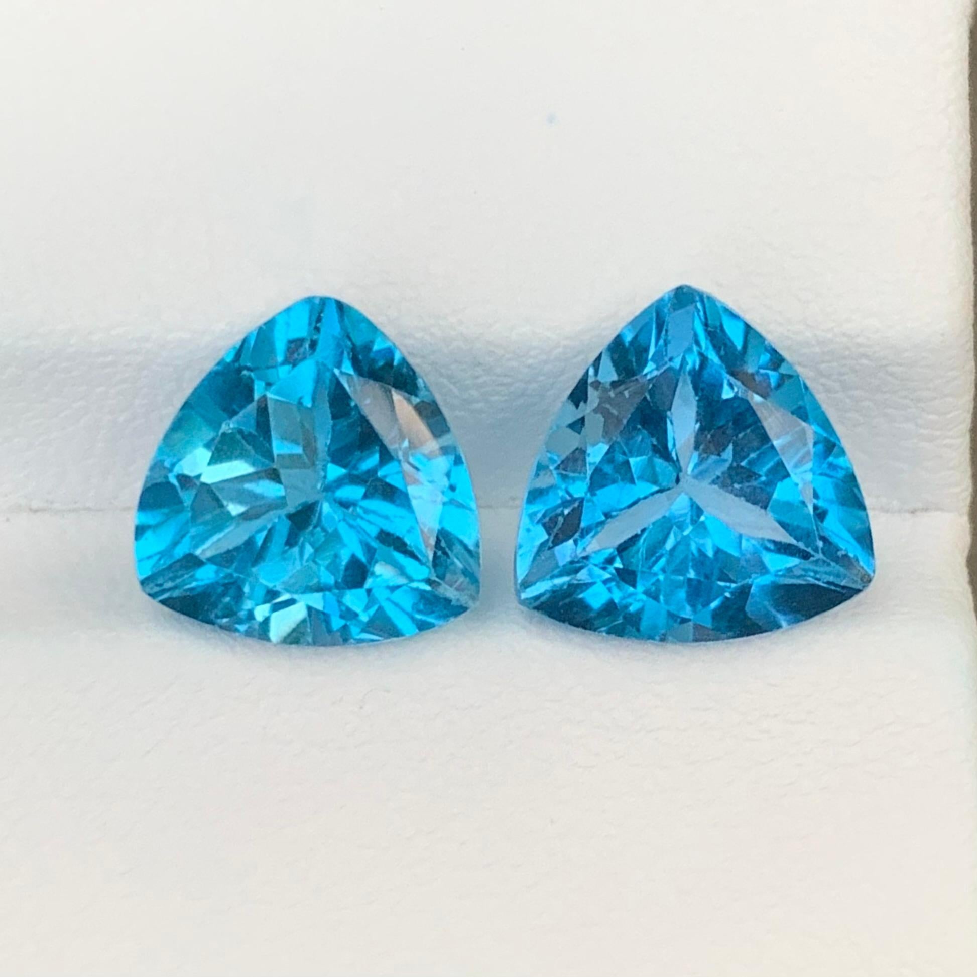 10,55 carati di topazio blu di Londra, coppia di gemme naturali sciolte per orecchini in vendita 8
