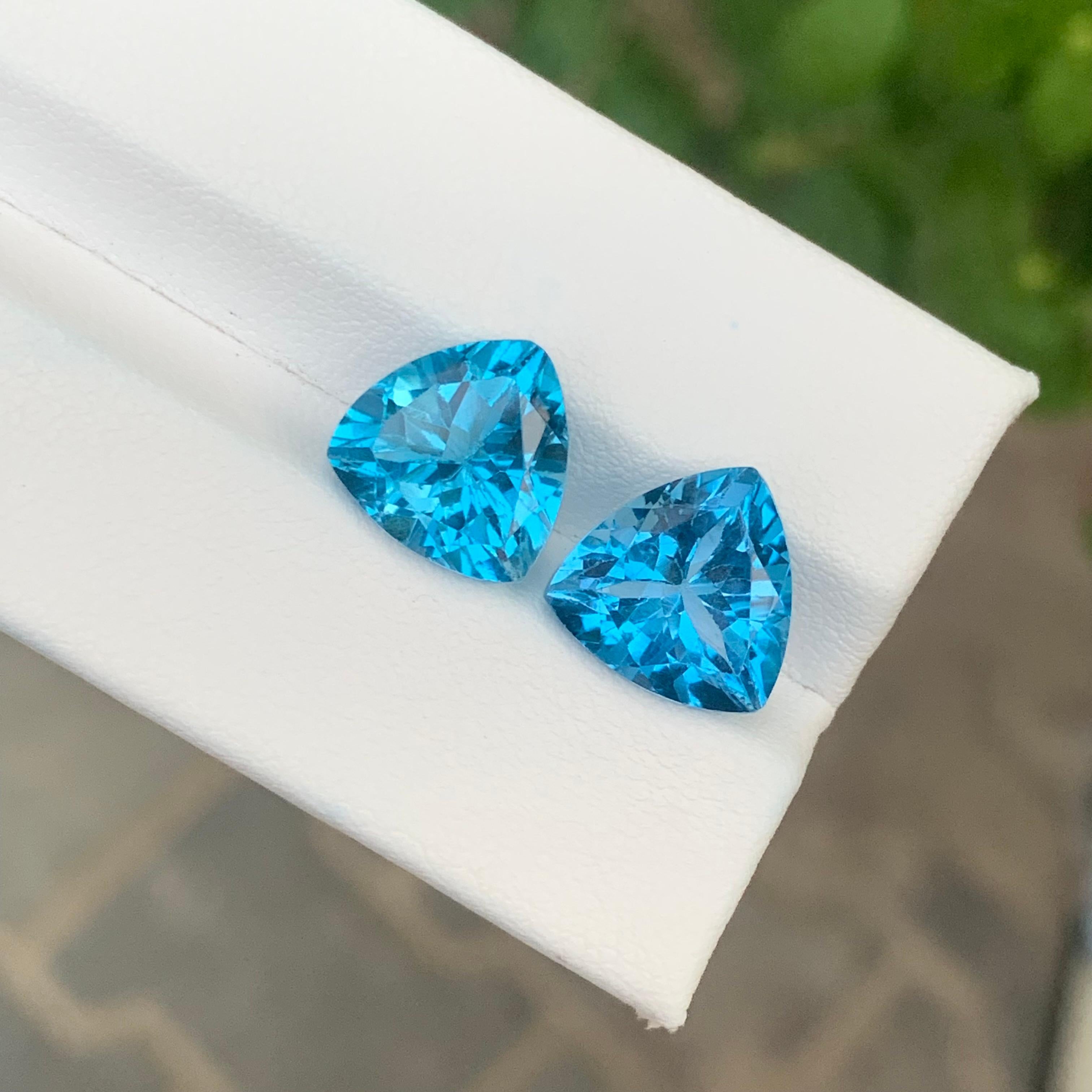 10,55 carati di topazio blu di Londra, coppia di gemme naturali sciolte per orecchini in vendita 9