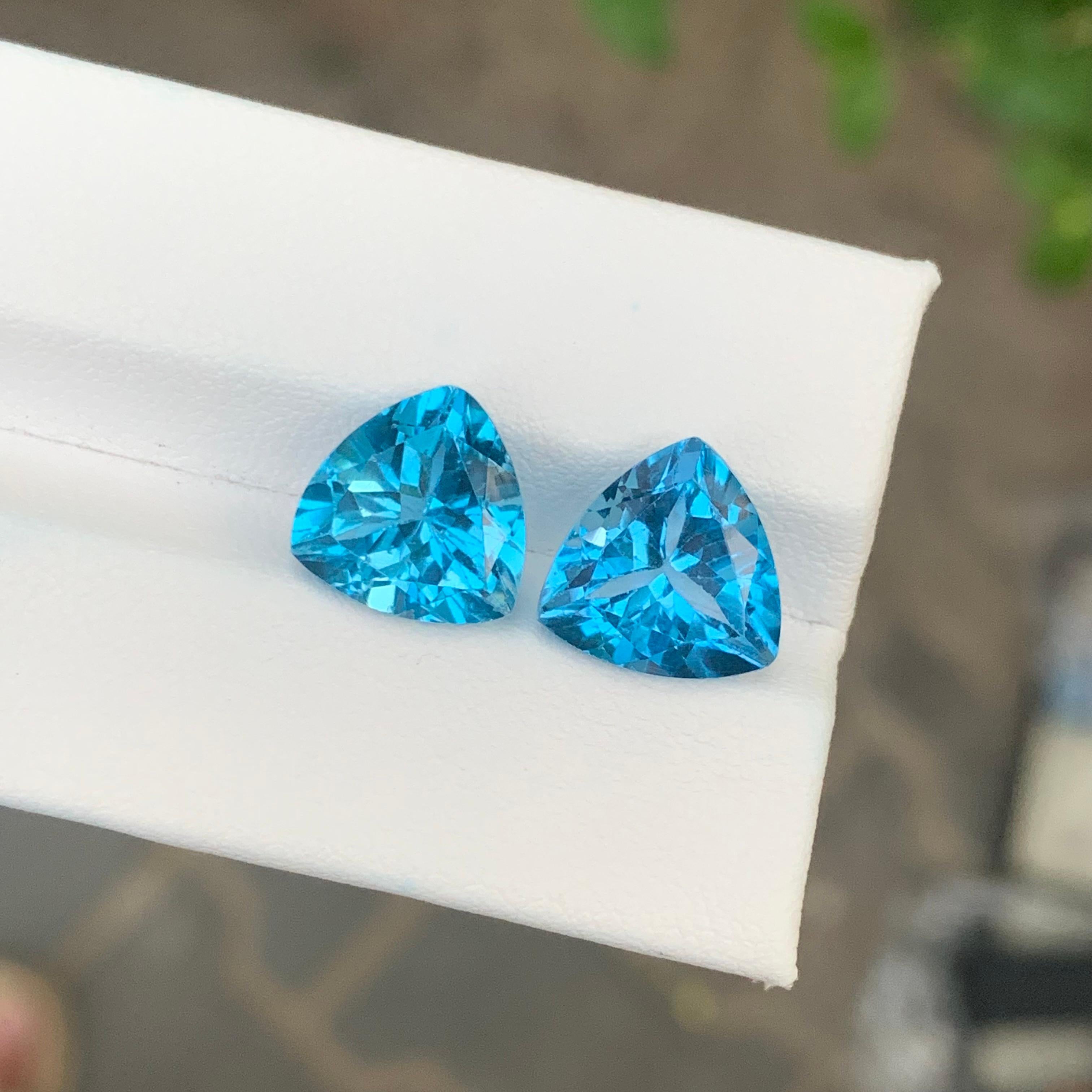 10,55 carati di topazio blu di Londra, coppia di gemme naturali sciolte per orecchini in vendita 10