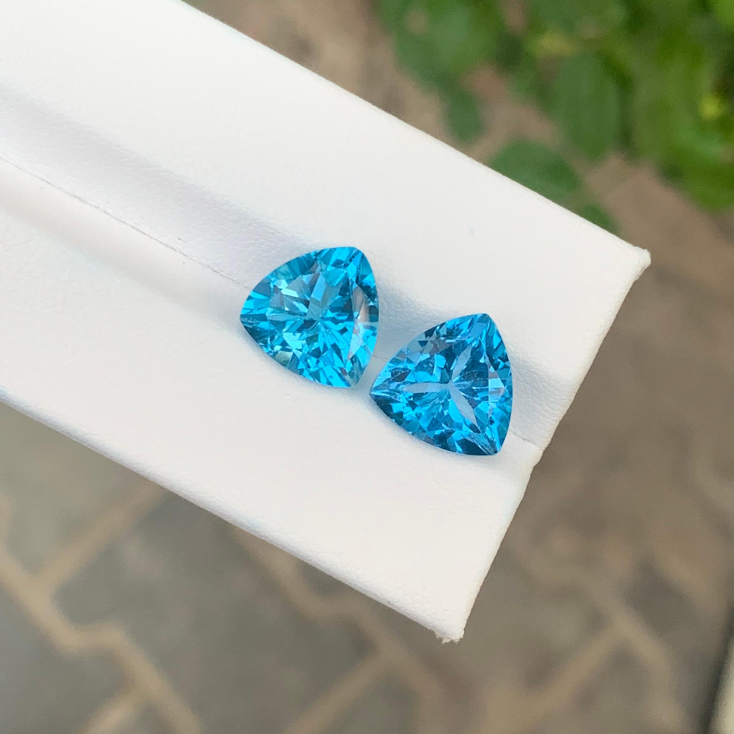 10,55 carati di topazio blu di Londra, coppia di gemme naturali sciolte per orecchini in vendita 11