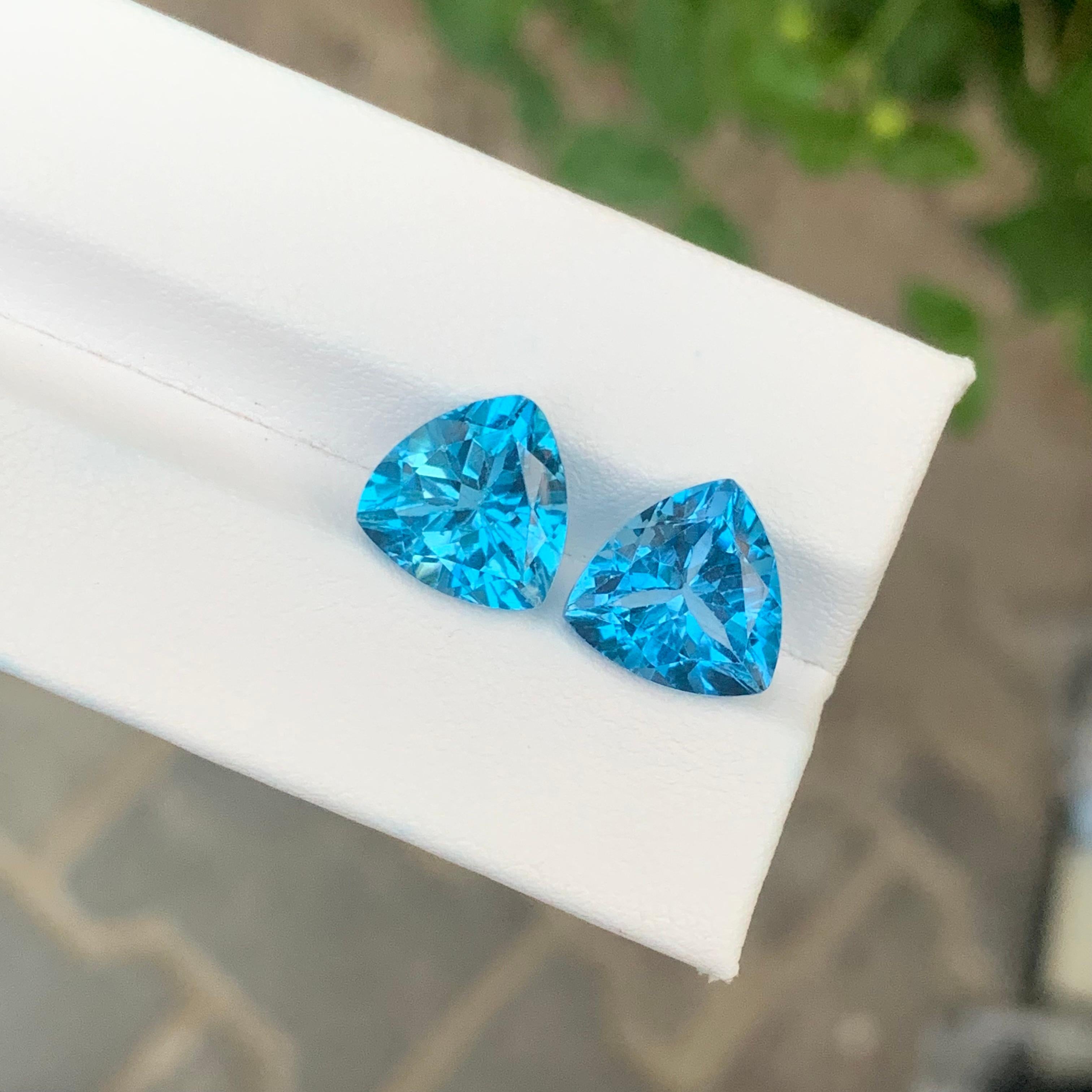 10,55 carati di topazio blu di Londra, coppia di gemme naturali sciolte per orecchini in vendita 12