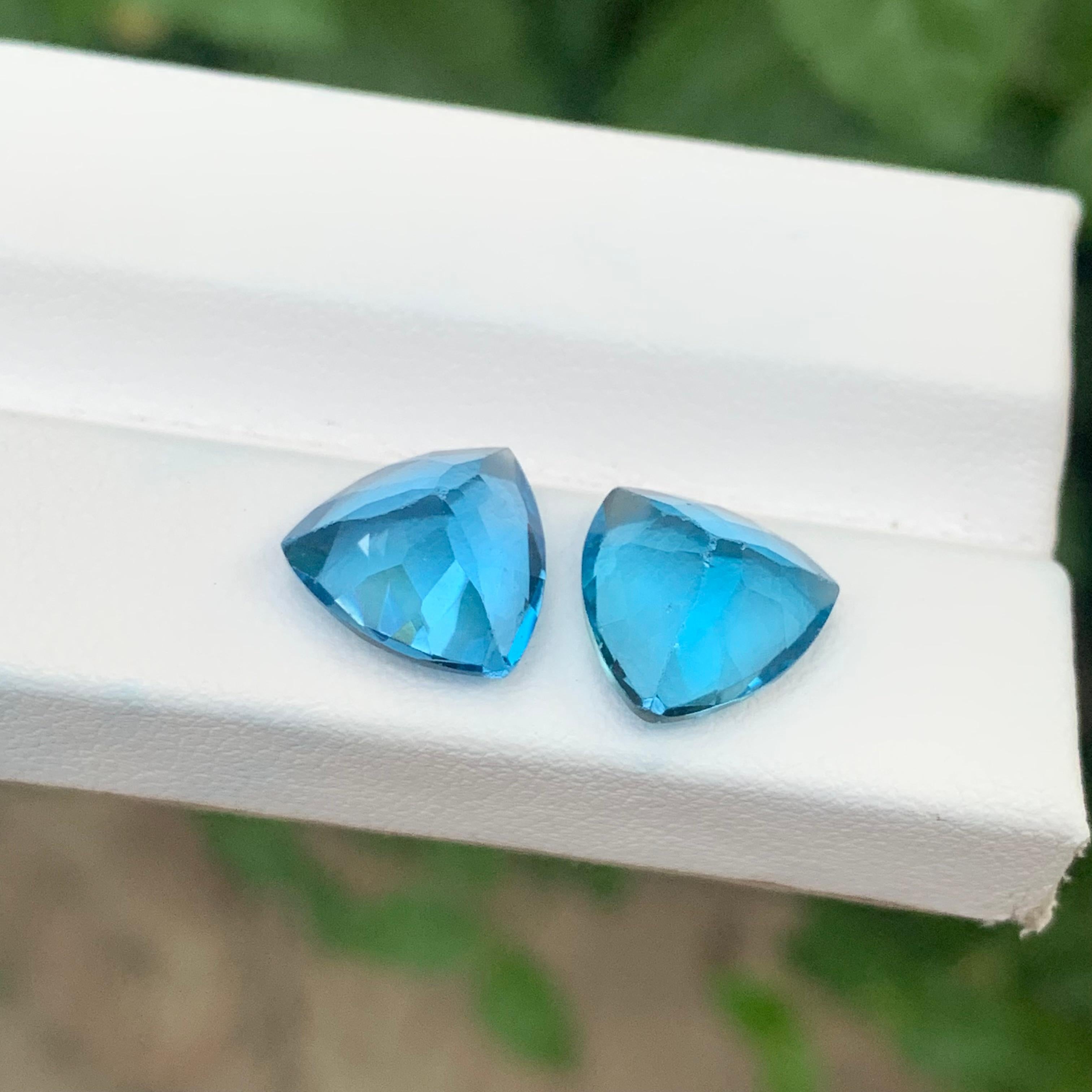 10,55 carati di topazio blu di Londra, coppia di gemme naturali sciolte per orecchini In condizioni Nuovo in vendita a Brisbane, AU