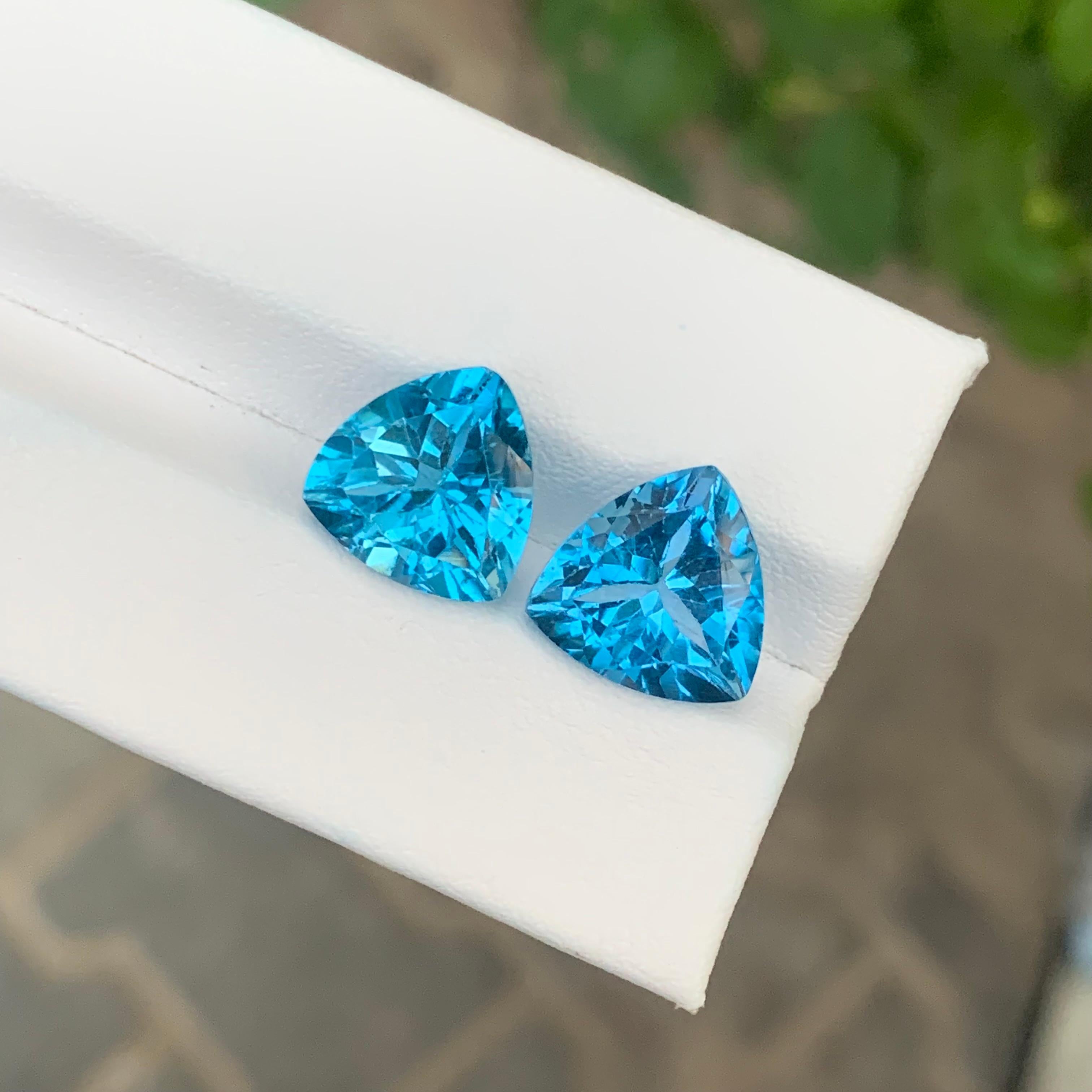 10,55 carati di topazio blu di Londra, coppia di gemme naturali sciolte per orecchini in vendita 3