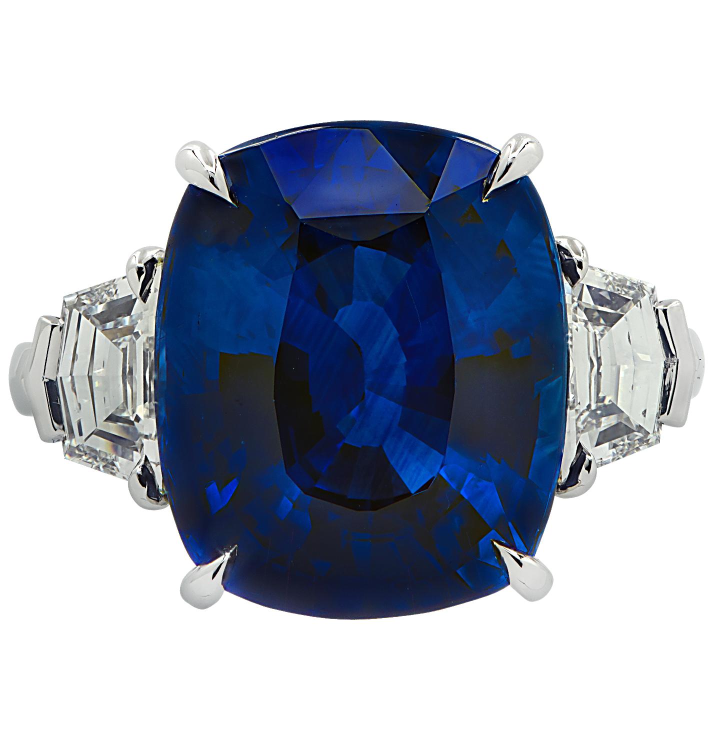 Women's 10.56 Carat Blue Sapphire and Diamond Ring