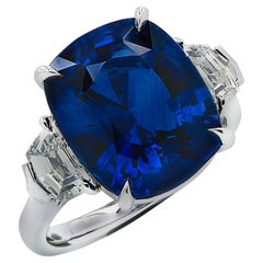 10.56 Carat Blue Sapphire and Diamond Ring