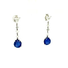 10.56Carat GRS Certified Blue Sapphires and Diamond Earrings
