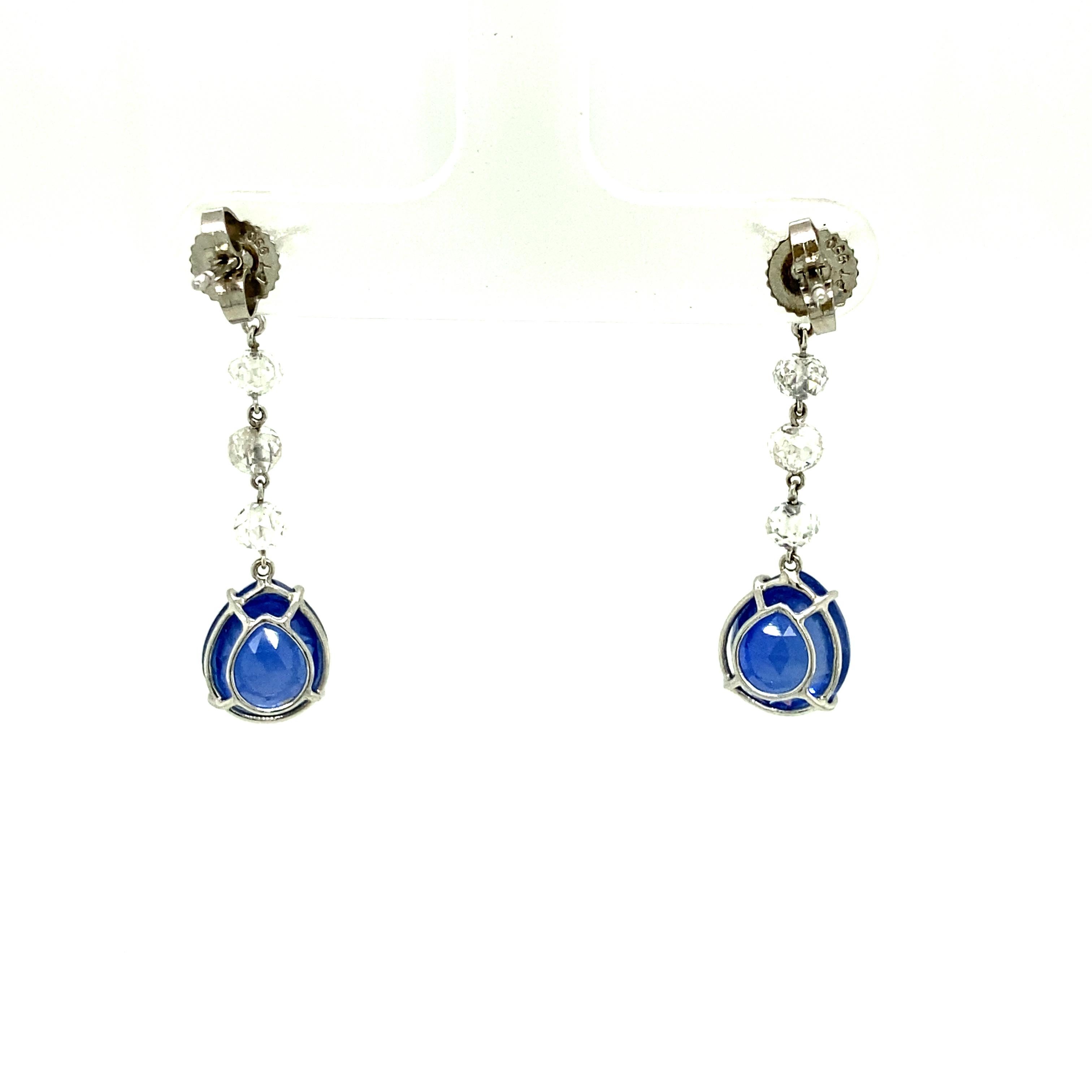 10.56Carat GRS Certified Blue Sapphires and Diamond Earrings In New Condition For Sale In Hong Kong, HK
