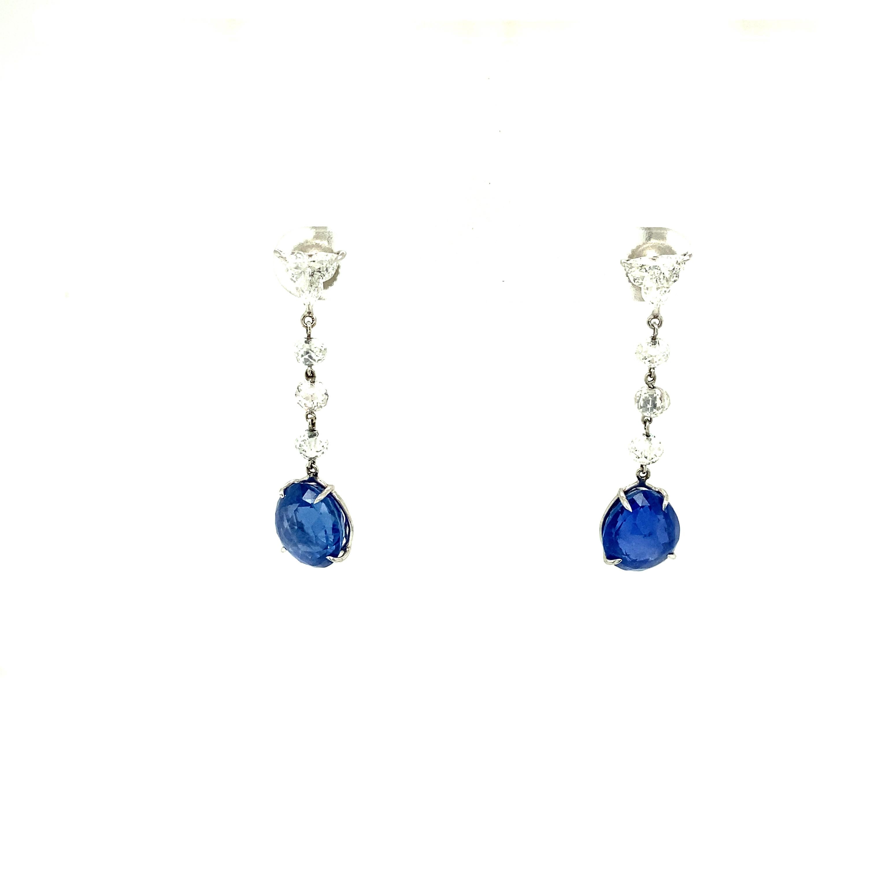 10.56Carat GRS Certified Blue Sapphires and Diamond Earrings For Sale 1