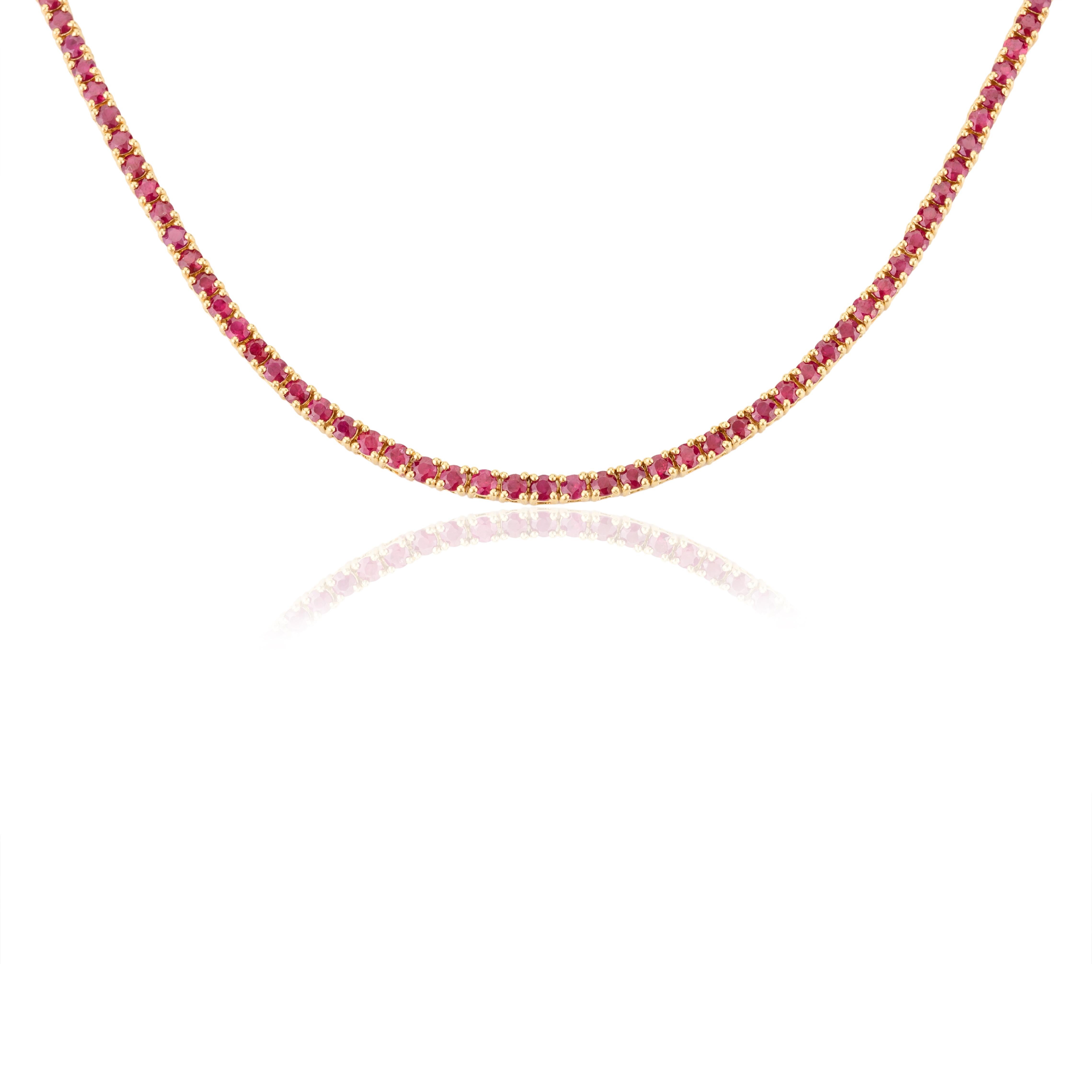 Contemporain Collier de fiançailles en or jaune massif 18 carats avec rubis rond naturel de 10,56 carats en vente