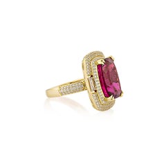 Sunita Nahata 10.56 Carat Rubellite Fancy Ring in 18KYG with White Diamond.