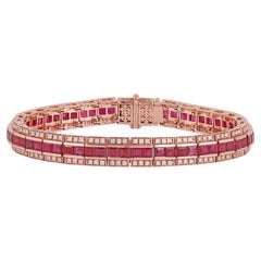 Pulsera de rubíes y diamantes de 10,57 quilates en oro rosa de 18 quilates