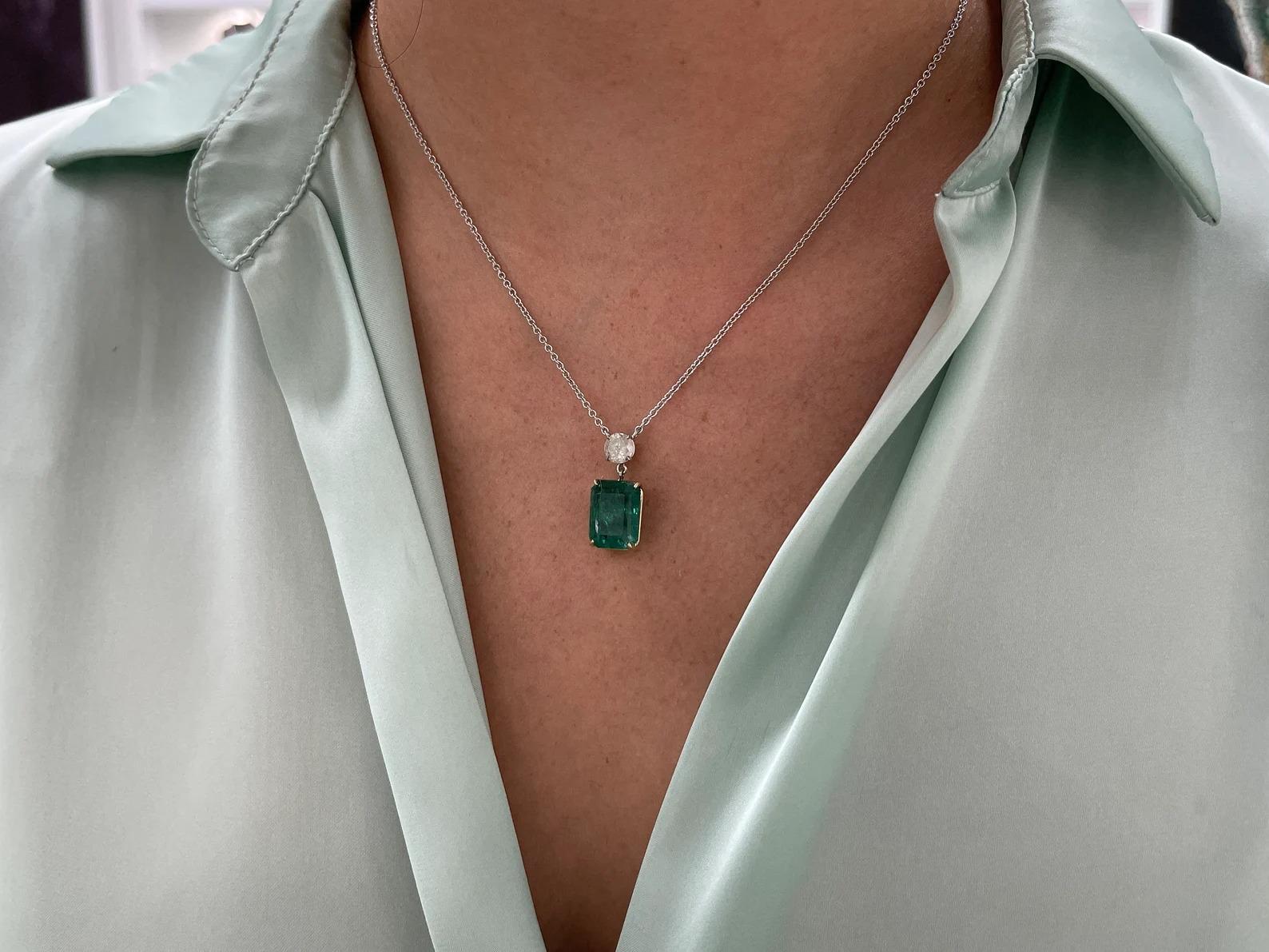 10.57tcw Natural Zambian Emerald & Diamond Accent Two Toned 18