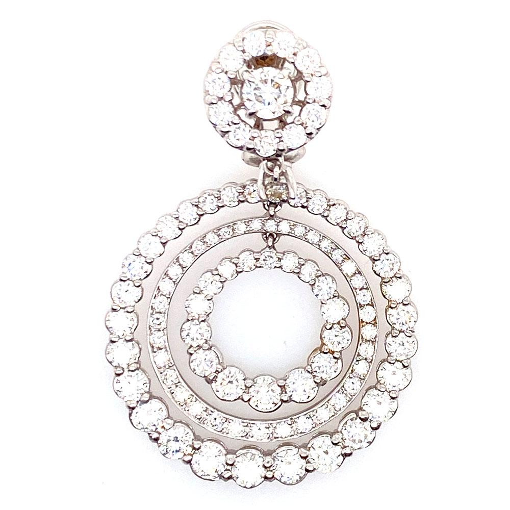 10.58 Carat Diamond Multi Circle Drop Dangle 18 Karat White Gold Earrings In New Condition In Boca Raton, FL