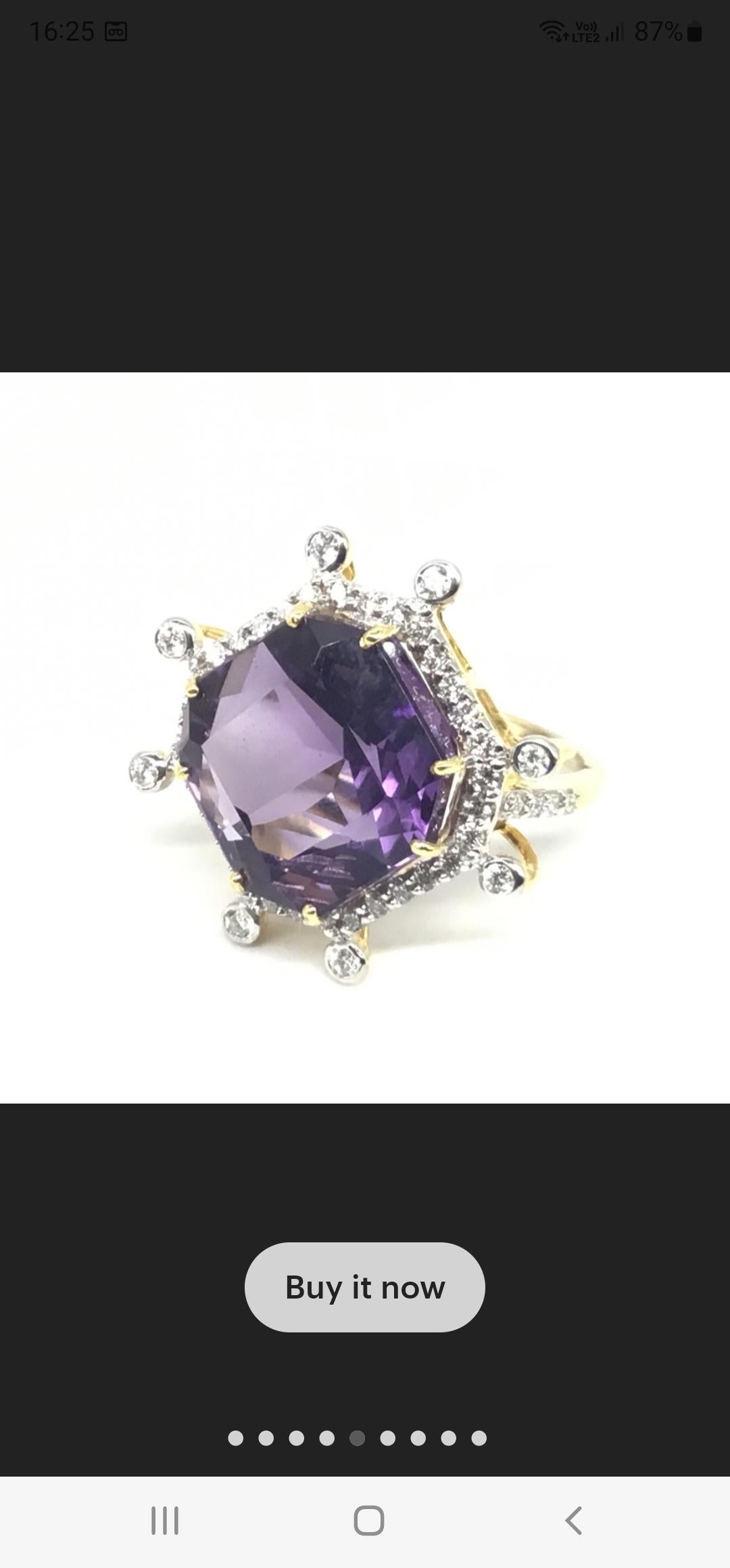 Bague en or 14 carats avec améthyste de 10,58 carats et diamants de 0,48 carat Neuf - En vente à jaipur, IN