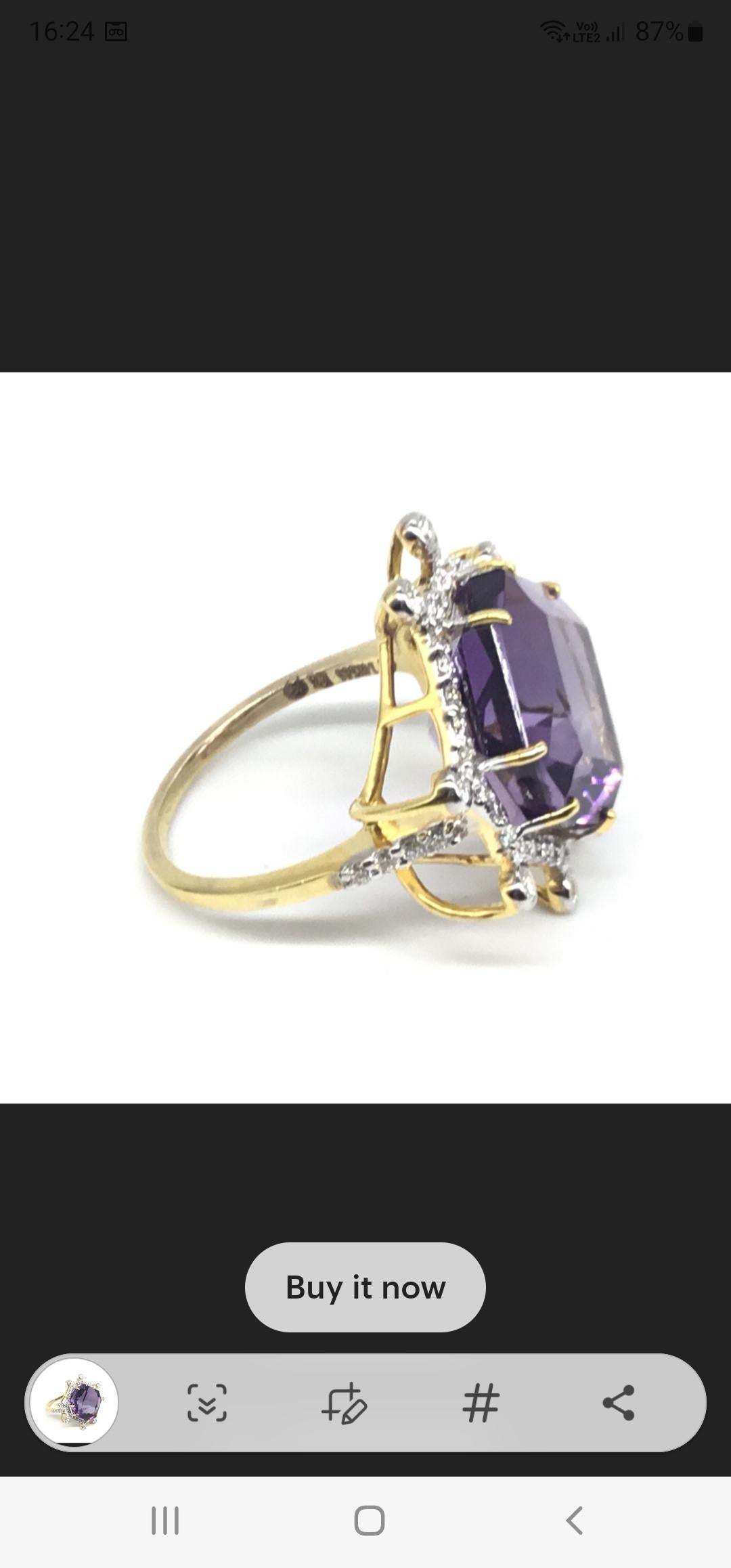 Bague en or 14 carats avec améthyste de 10,58 carats et diamants de 0,48 carat en vente 1
