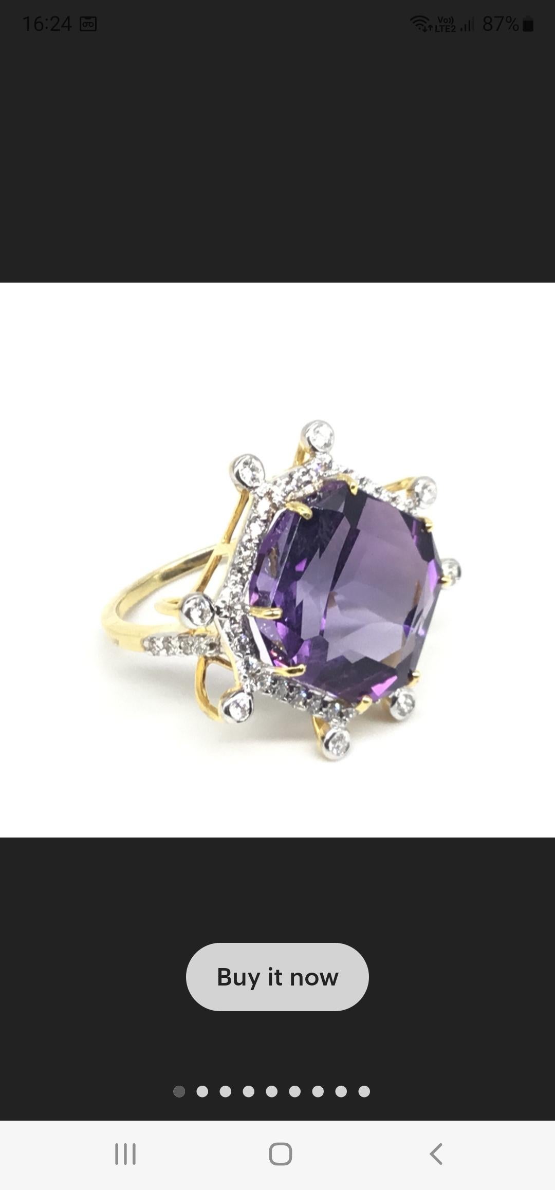 Bague en or 14 carats avec améthyste de 10,58 carats et diamants de 0,48 carat en vente 2