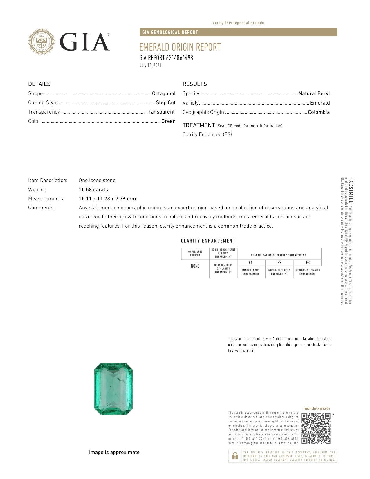 10,58cts 18K Großer Erbstück Kolumbianischer Smaragd-Smaragd Schliff Solitär Ring im Angebot 1
