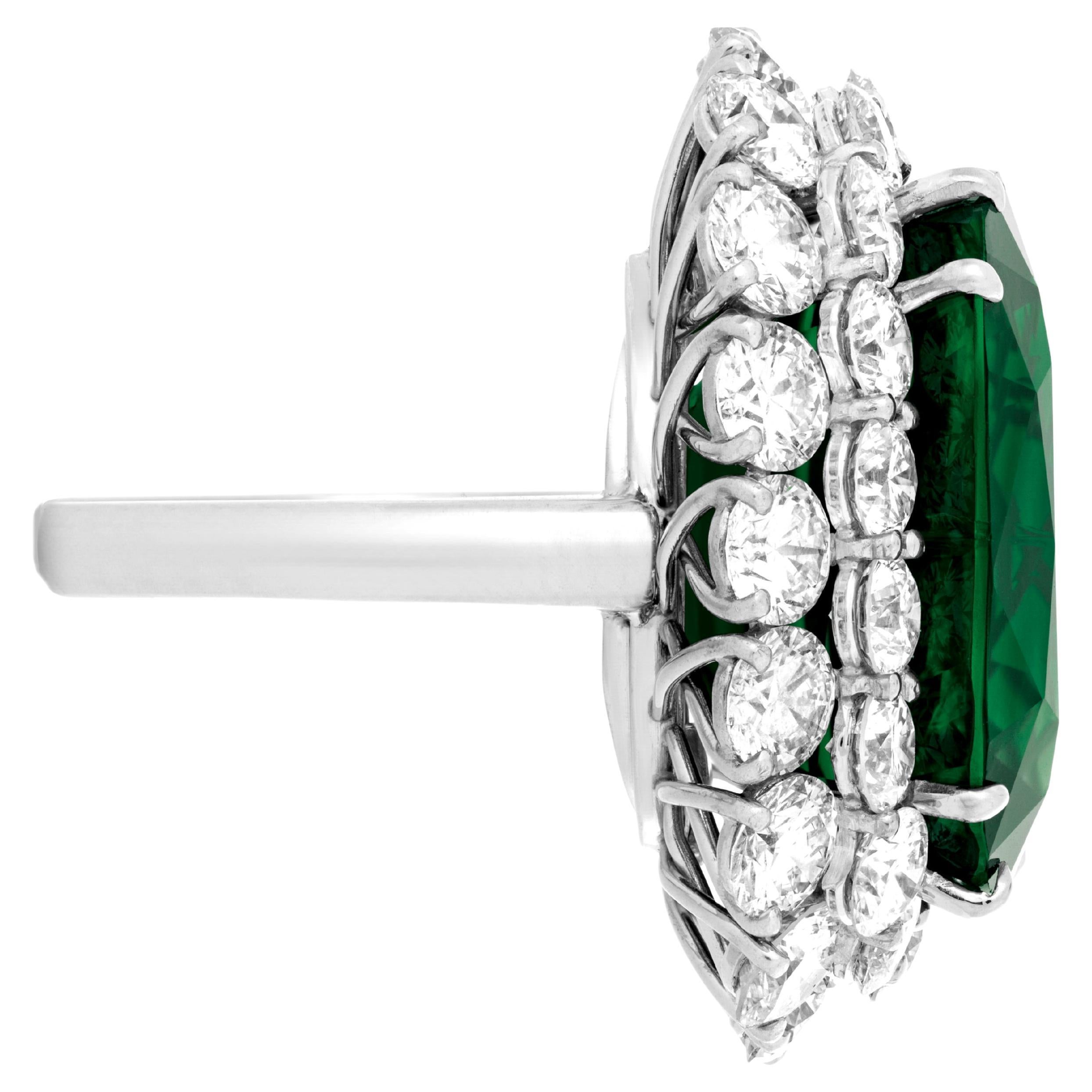 10.59 Carat AGL-Certified Cushion Cut Emerald Ring In New Condition For Sale In Chicago, IL