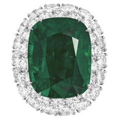 Anillo de esmeralda talla cojín con certificación AGL de 10,59 quilates