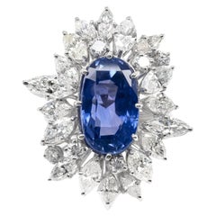 Bague grappe de saphirs de Ceylan de 10,59 carats et diamants de 5,00 carats