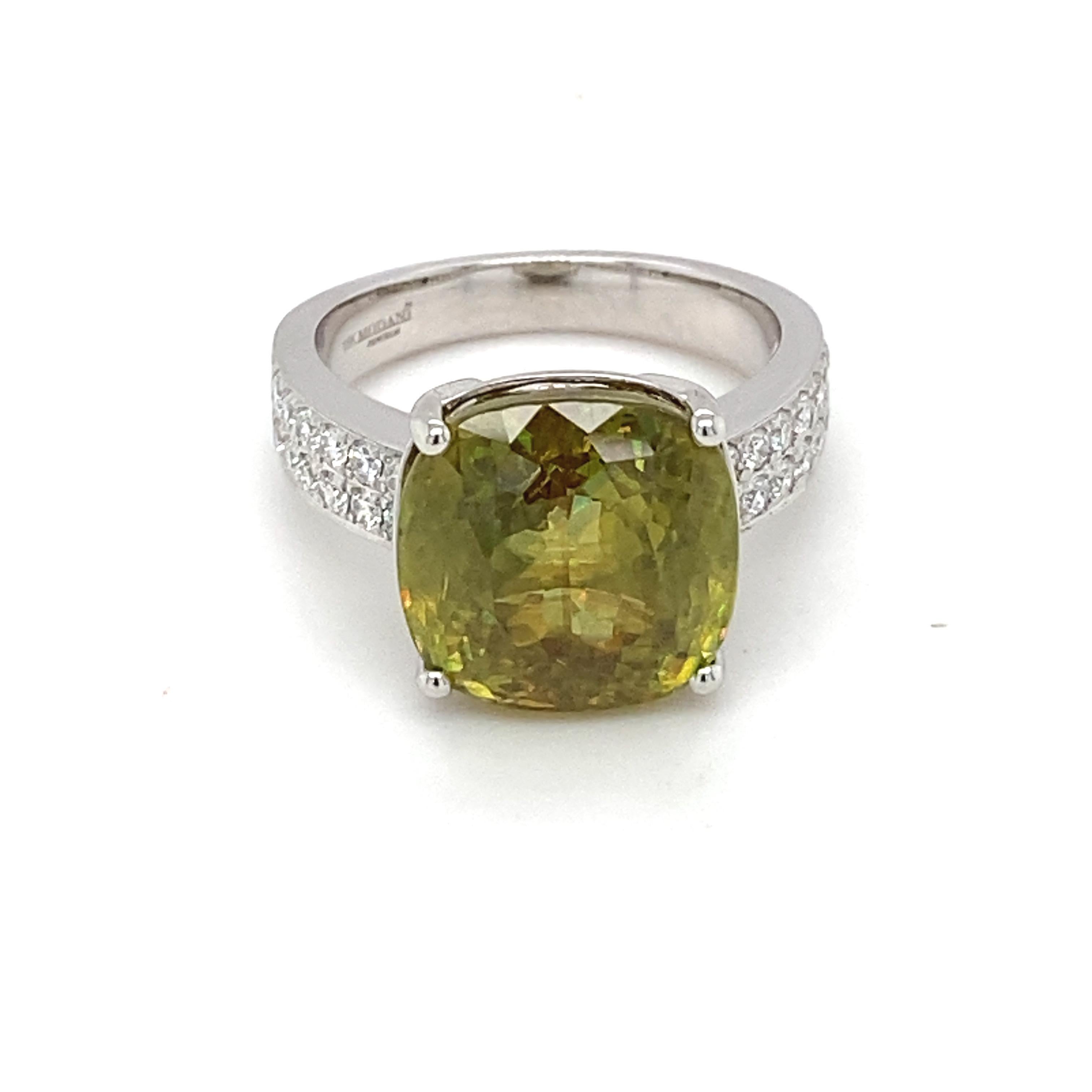 10,59 Karat Kissenschliff Sphene Diamant Weißgold Solitär Ring im Angebot 9