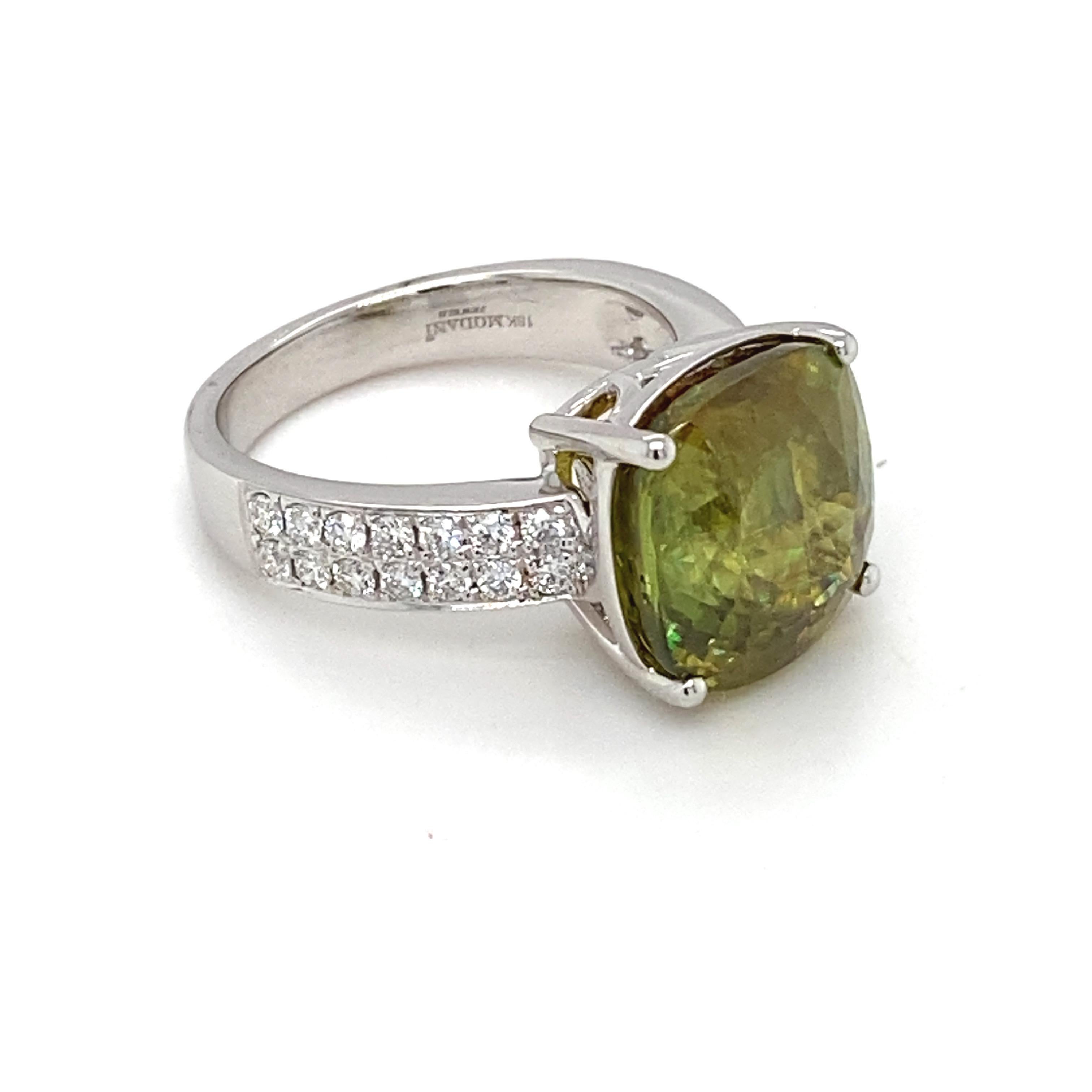 10,59 Karat Kissenschliff Sphene Diamant Weißgold Solitär Ring im Angebot 10