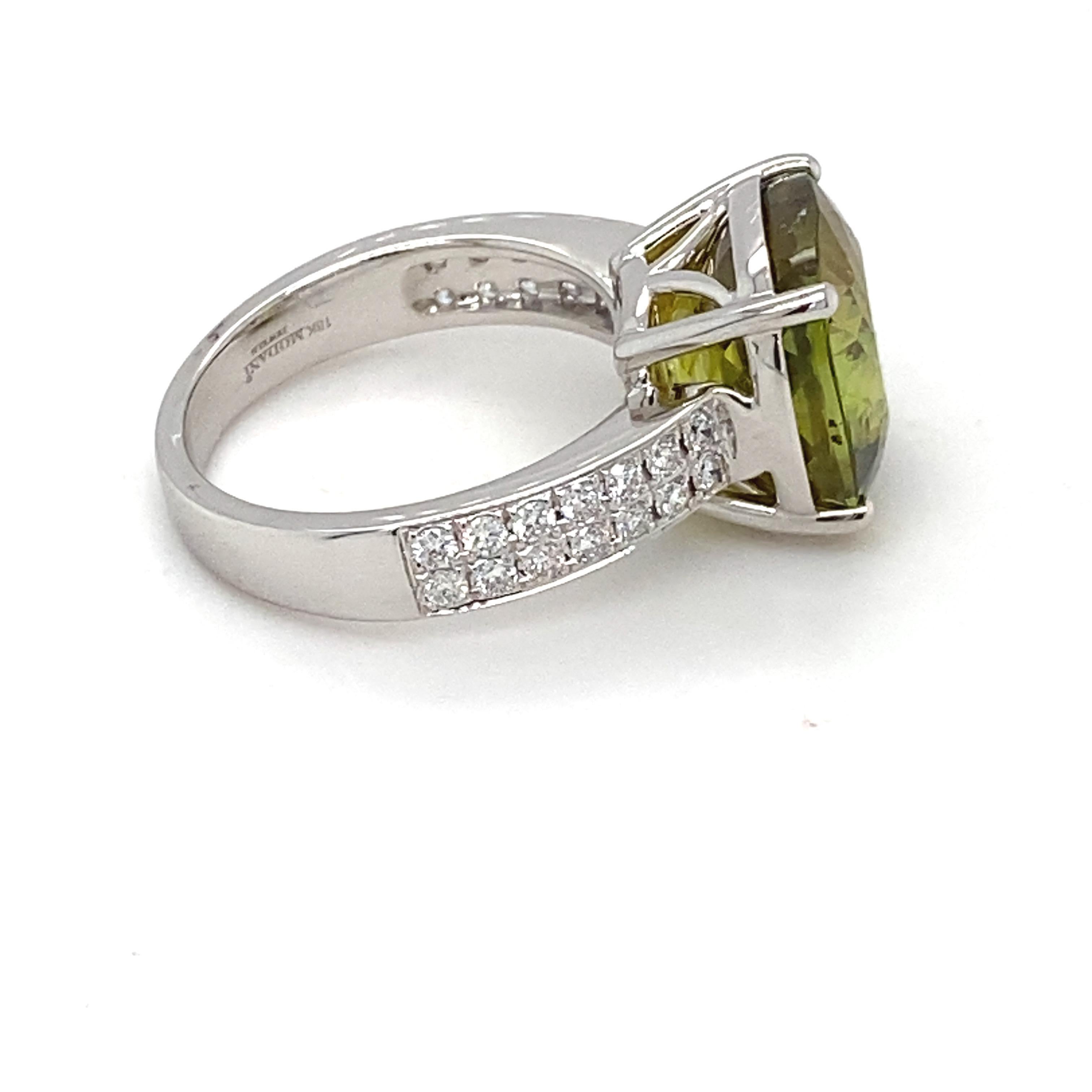 10.59 Carat Cushion Sphene Diamond White Gold Solitaire Ring In New Condition For Sale In Trumbull, CT