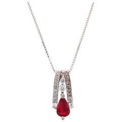 1.05 Carat Natural Ruby and Diamond Pendant Necklace Set in Platinum