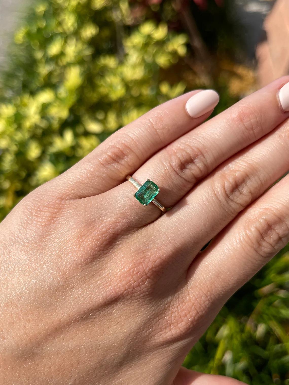 emerald cut natural emerald ring