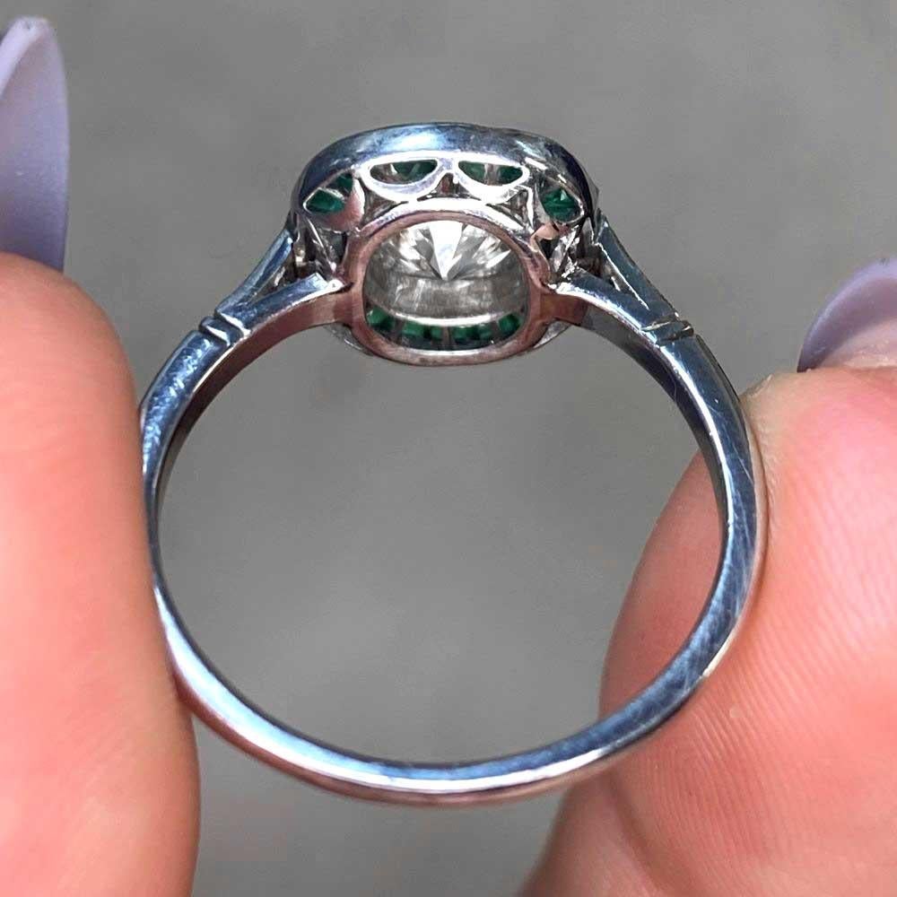1.05ct Cushion Cut Diamond Engagement Ring, Emerald Halo, VS1 Clarity, Platinum 5