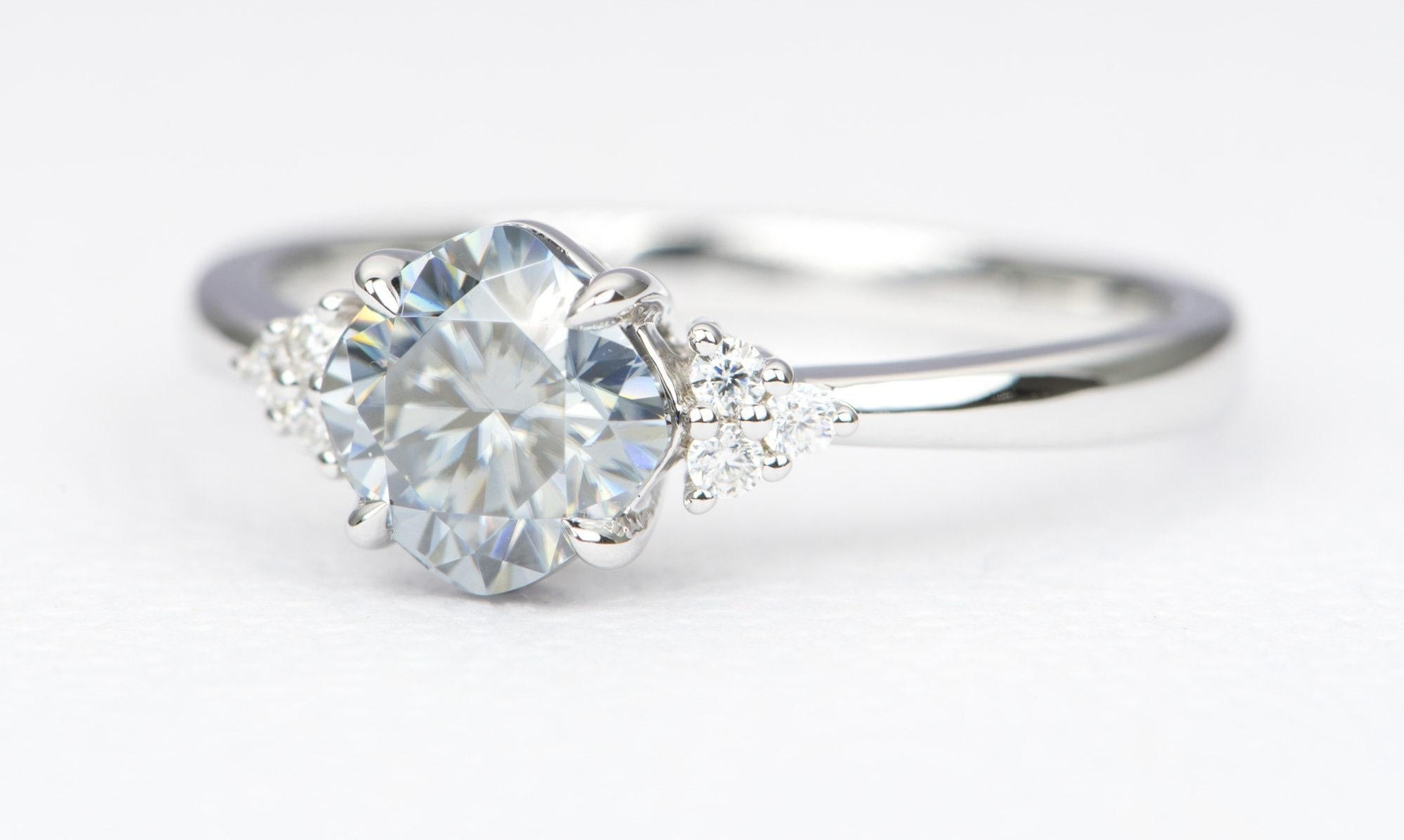 gray moissanite ring