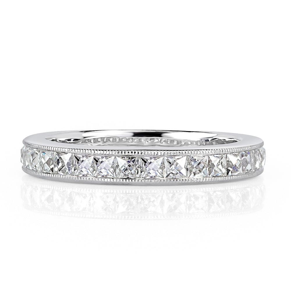 1.05ct French Cut Diamond Wedding Band in 18k White Gold For Sale