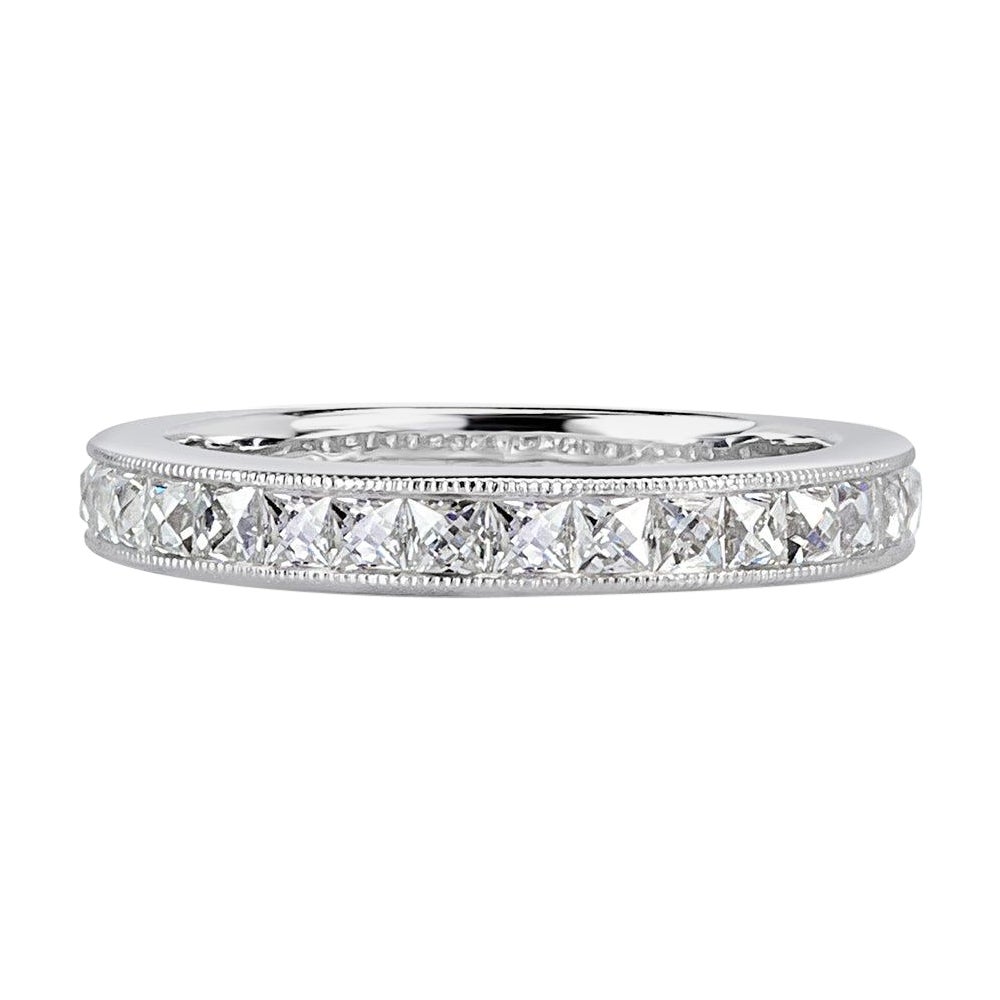 1.05ct French Cut Diamond Wedding Band in 18k White Gold