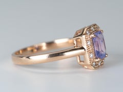 1.05ct Lavender Sapphire Textured Diamond Halo 14K Gold Engagement Ring R6313