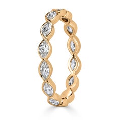 1.05ct Marquise Cut Diamond Bezel Set Eternity Band in 18k Champagne Yellow Gold