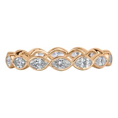 1.05ct Marquise Cut Diamond Bezel Set Eternity Band in 18k Champagne Yellow Gold