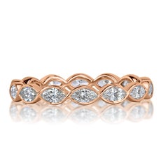 1.05ct Marquise Cut Diamond Bezel Set Eternity Band in 18k Rose Gold