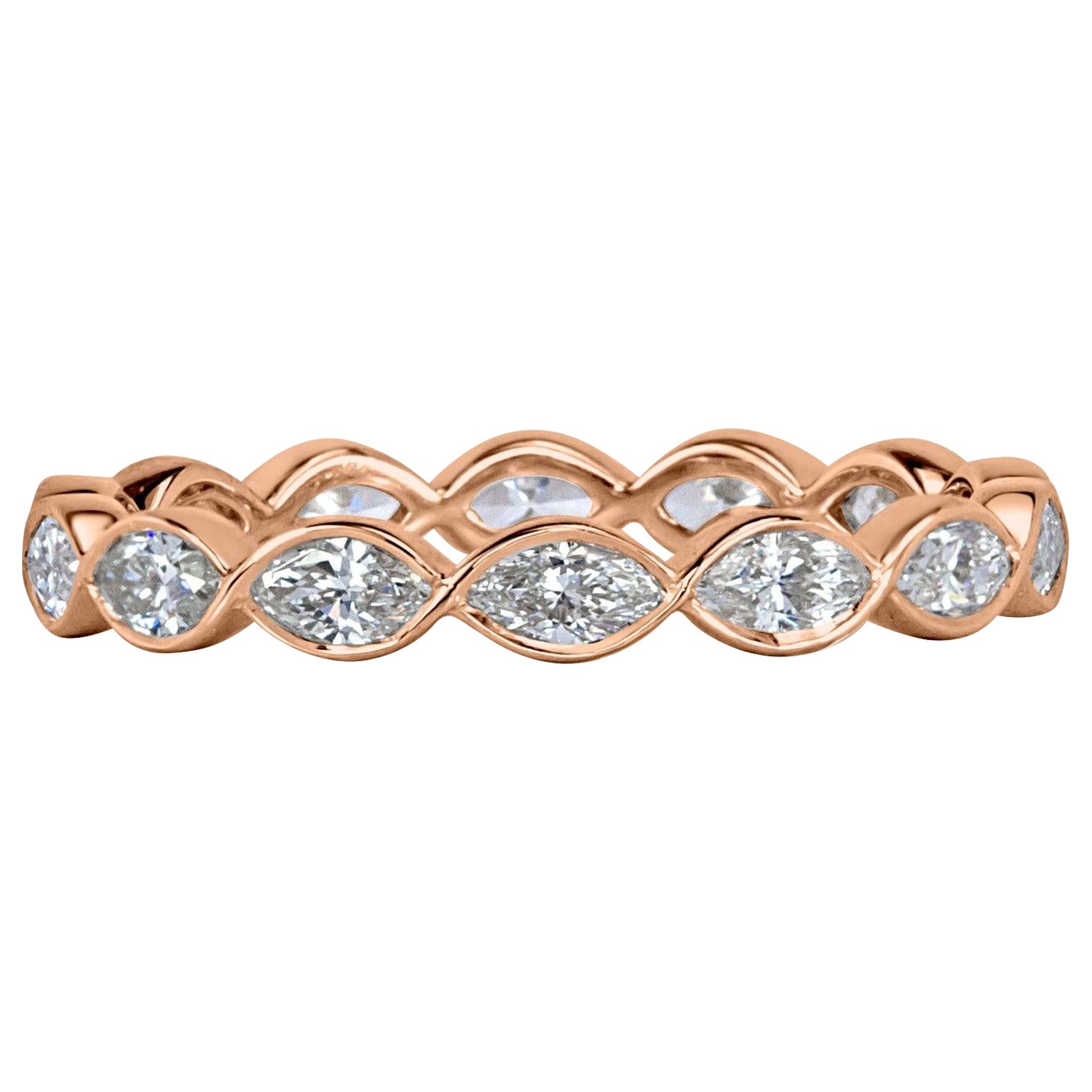 1.05ct Marquise Cut Diamond Bezel Set Eternity Band in 18k Rose Gold