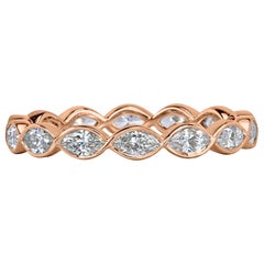 1.05ct Marquise Cut Diamond Bezel Set Eternity Band in 18k Rose Gold