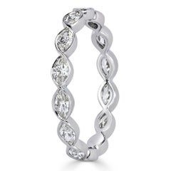 1.05ct Marquise Cut Diamond Bezel Set Eternity Band in 18k White Gold